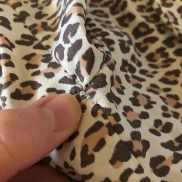 AERIE AMERICAN EAGLE Satin Jogger Lounge Pant Cream Brown Cheetah Leopard Pajama - Picture 12 of 14